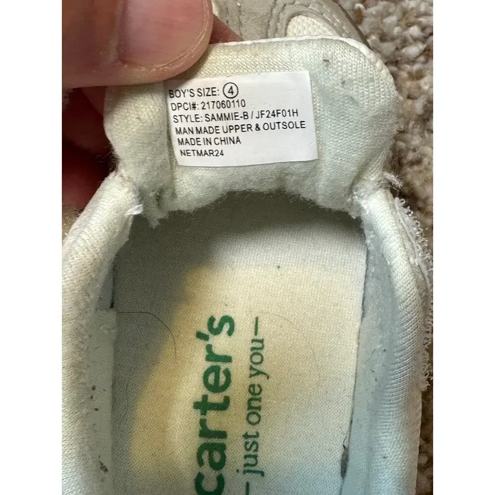 Carters baby/Toddler shoes, sneakers, size 4, White, Elastic laces